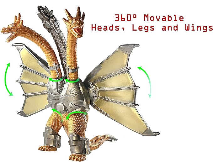 TwCare Set of 2 Mecha King Ghidorah vs 1954 65th Anniversary vs Heisei Era Classic Monster Toy, 2021 Movable Joints Action Movie Dragon Dinosaur Series Soft Vinyl, Carry Bag
