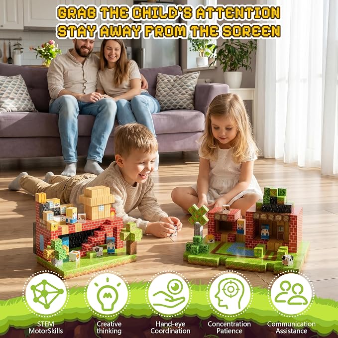 100PCS Magnetic Blocks, Magnetic Building Blocks, 0.78in Magnetic Building, STEM Game Stacking Toys for Kids, Birthday Gifts for Boys and Girls Age 3+ Years Old