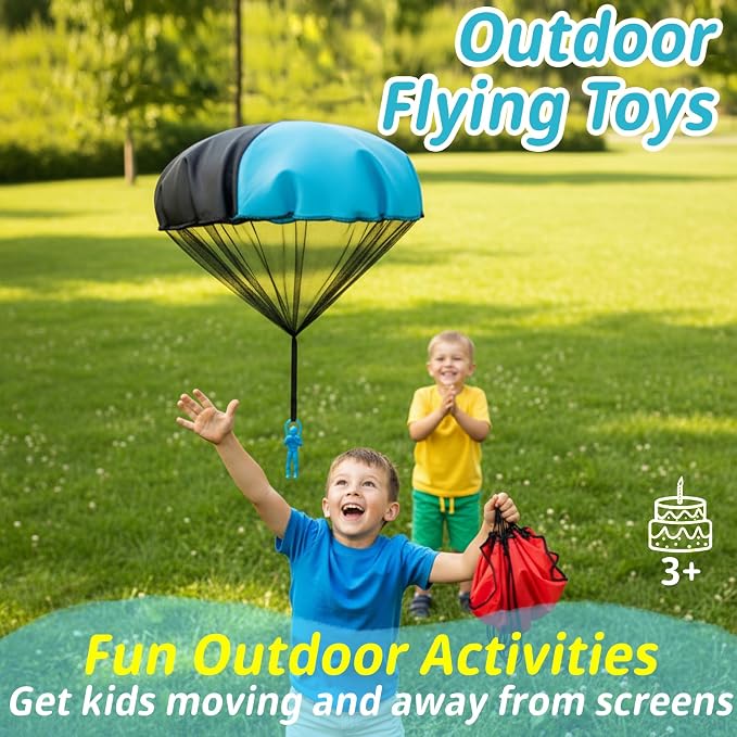 Yeeeasy Tangle-Free Parachute Toys for Kids - Outdoor Flying Game for Boys Girls Age 3-12 - Rip-Stop Hand Throw Army Men Action Figures - STEM Science Gift & Stocking Stuffers - Boys 4Pcs