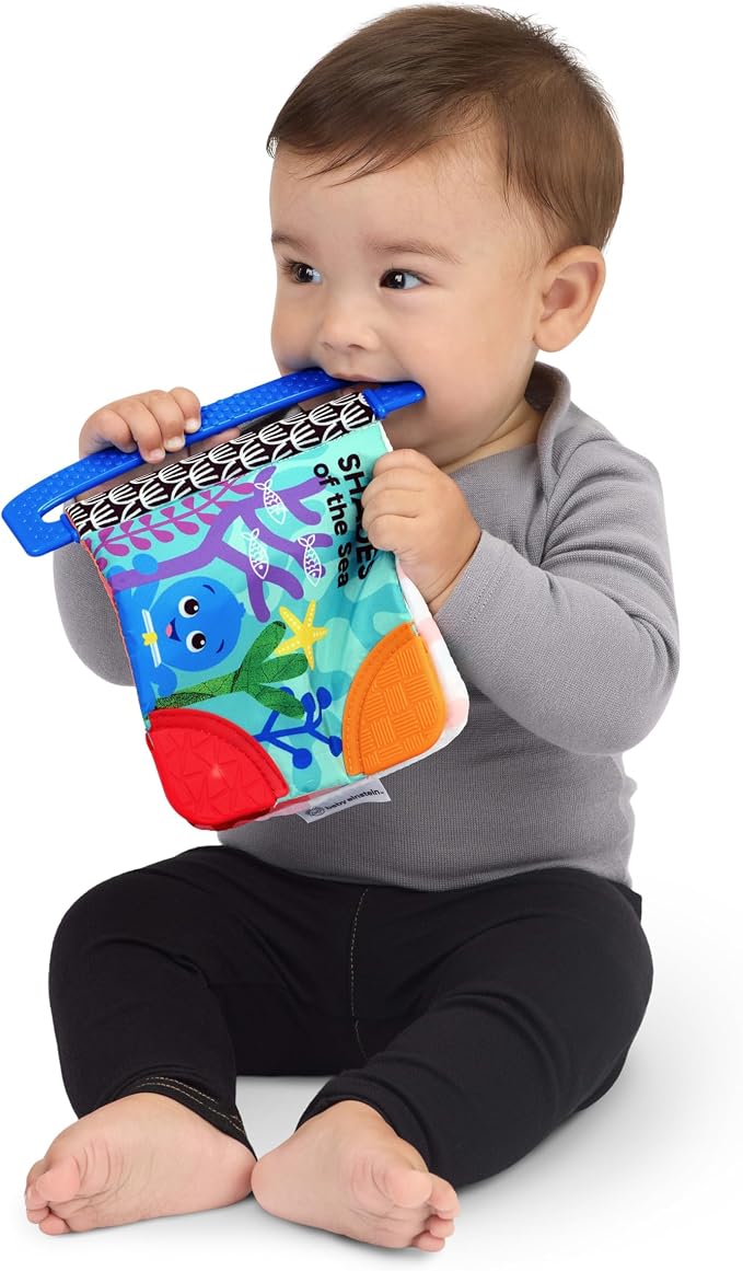 Baby Einstein Ocean Explorers Teether Book, Shades of The Sea, for Sensory Engagement and Soothing, Ages 0 Months and Up