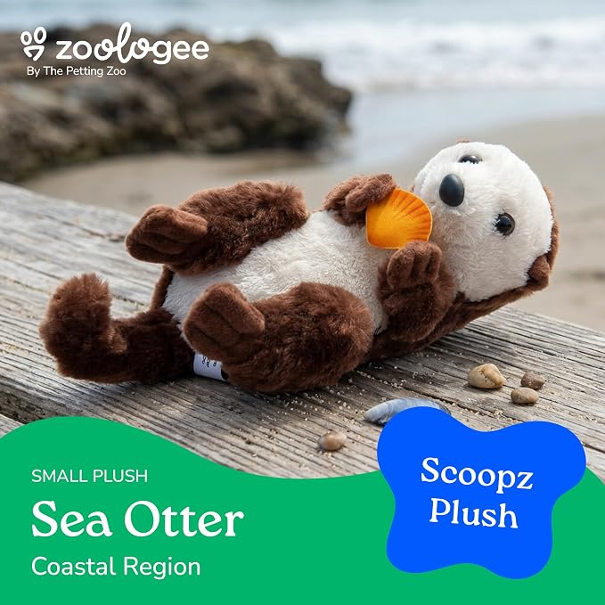 The Petting Zoo Sea Otter Stuffed Animal Plushie, Gifts for Kids, Scoopz Sealife Animals, Otter Plush Toy 8 Inches