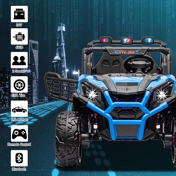 4WD UTV 24V Ride On Toys for Big Kids Ride On 2 Seater Ride On Toys Kids | 2 Seater Ride On Car for Kids Side-by-Side UTV Electric Cars for Kids Electric Ride Car Ride On Toys for Kids 4-8
