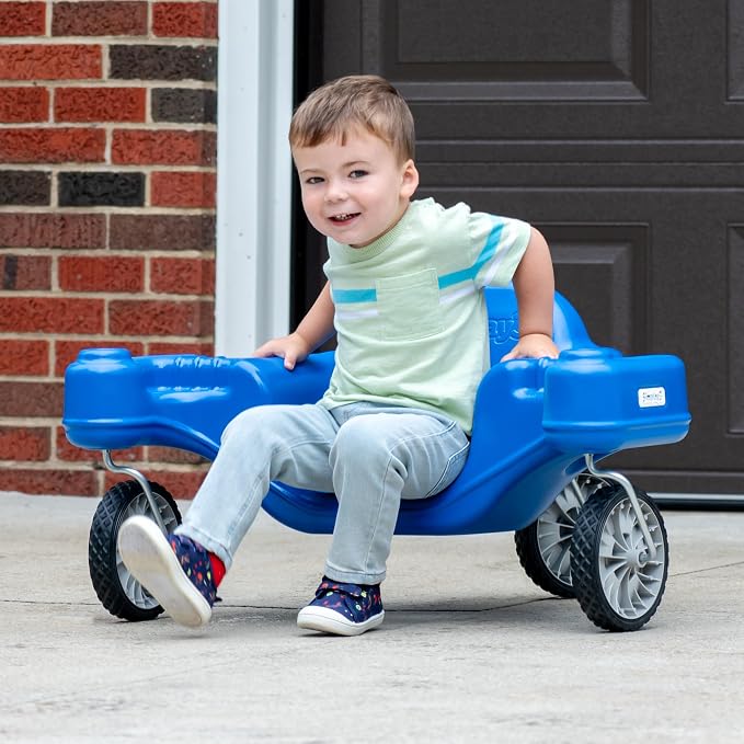 Simplay3 Galaxy Glider Ride-On Toy for Toddlers and Kids Ages 1-1/2 to 5 Years, 360-Degree Spinning Sensory Riding Toy for Kids, Blue