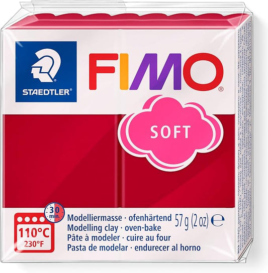 Staedtler FIMO Soft Polymer Clay - -Oven Bake Clay for Jewelry, Sculpting, Crafting, Cherry Red 8020-26, 57 g