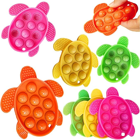 8 Packs Silicone Ocean Sea Turtle Teething Fidgets Pop for Kids,Infants Sensory Animal Shape Chew Toys