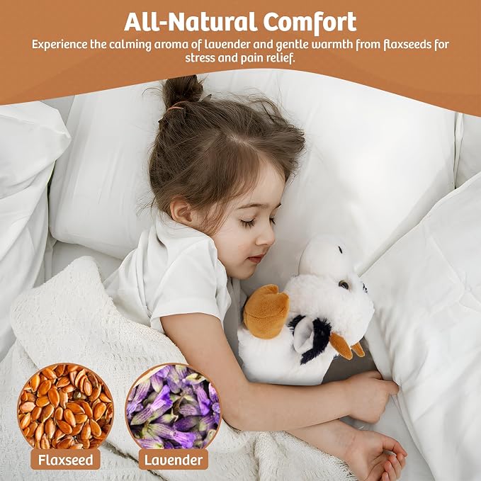 Marysun Microwavable Heated Cow Stuffed Animal - Weighted Stuffed Animal Plush, Heating Pad, Cozy Gift for Girls|Women|Kids|Elderly People, 9.8in, 1.65lb