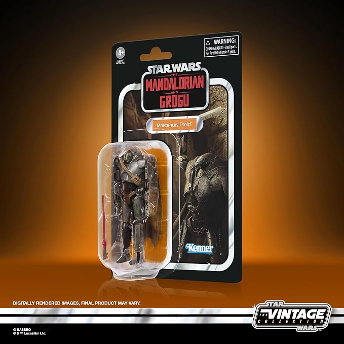 STAR WARS The Vintage Collection Mercenary Droid, The Mandalorian and Grogu Premium 3.75 Inch Collectible Action Figure