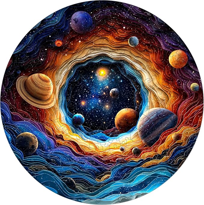 MEATRN Wooden Jigsaw Puzzles for Adults 500 Pieces - Unique Space Solar System Planets Puzzles, Stress Relief Game for Adults, Creative Gift for Science Lovers and Kids, 16.5x16.5 in