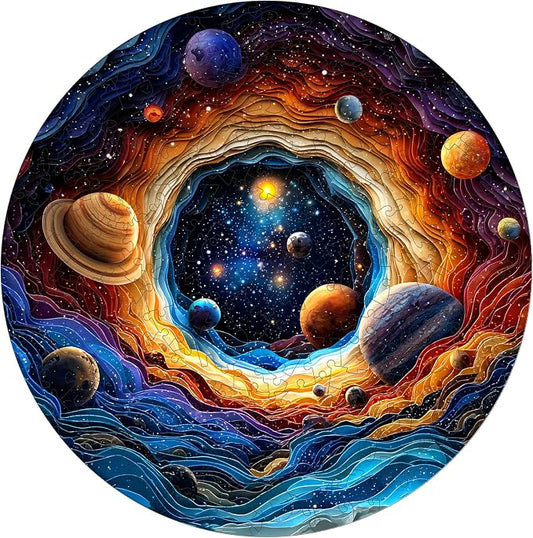MEATRN Wooden Jigsaw Puzzles for Adults 500 Pieces - Unique Space Solar System Planets Puzzles, Stress Relief Game for Adults, Creative Gift for Science Lovers and Kids, 16.5x16.5 in