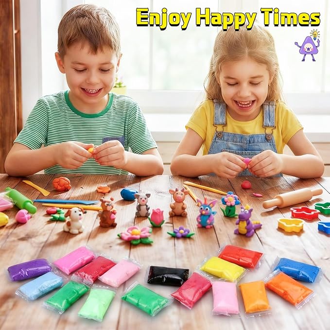 VioraWhite 144 Pcs Air Dry Clay Bulk 76 oz Mardi Gras Soft DIY Modeling Clay Kit Magic Foam Crafts for Sculpting Kids Gifts Party School Supplies for Crafts Artistic Project (Multicolor)