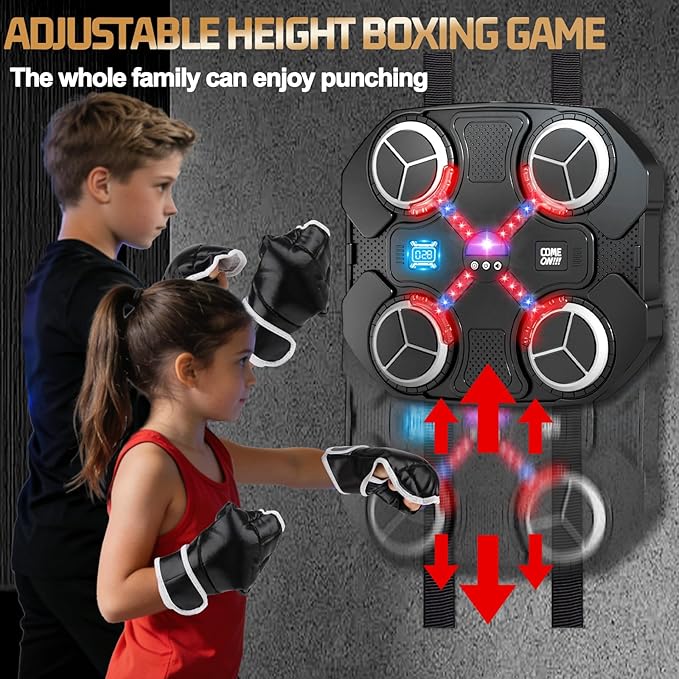 Music Boxing Machine for Kids, Wall Mounted Bluetooth Smart Punching Pad Kids Boxing Training Workout Equipment with Boxing Glove, Birthday Gifts Sport Toys for Boys Girls 5 6 7 8 9 10 11 12 Year Old