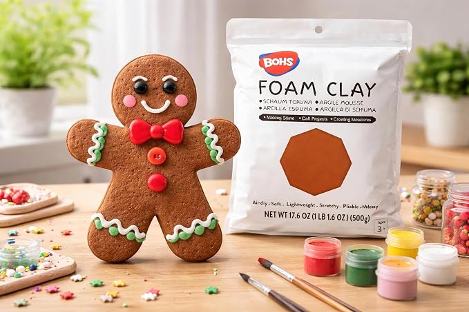 BOHS Chocolate Brown Modeling Foam Clay - 500g, No Cracks,No Stains,Soft, Air Dry -for Flower Mirror,Cosplay,Fake Bake, Slime Supplies - 1.1 Lbs