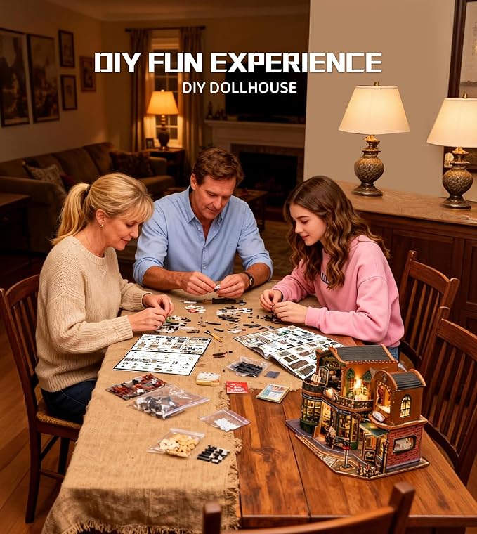 Spilay DIY Miniature House Kit for Adults, Miniature Dollhouse Kit | With Music Box & Dust Cover, Wooden Craft Building Set for Bookshelf Decor, Home Display & Creative Gifts for DIY Lovers