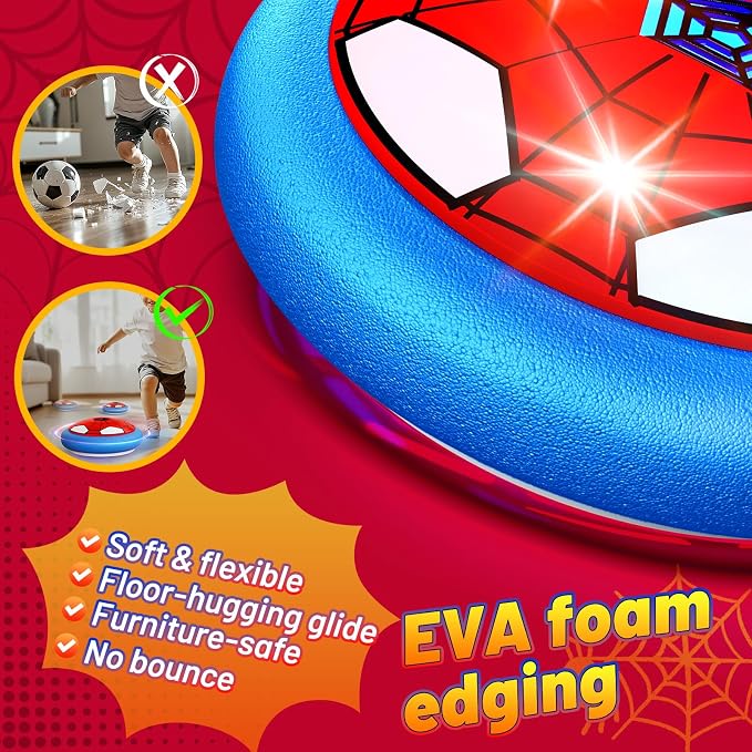 HopeRock Soccer Toys 2 Pack Hover Soccer Ball Toys Indoor Soccer Set with LED Lights, Soft Foam Bumpers, Air Floating Soccer Gifts for Kids Boys Girls Ages 3-12