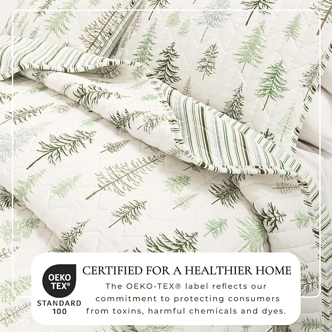 Great Bay Home Lodge Quilt Set - 2-Piece Twin/Twin XL Size Rustic Bedding Set - Lightweight, All-Season, Reversible Bedspread (Lodge Trees)