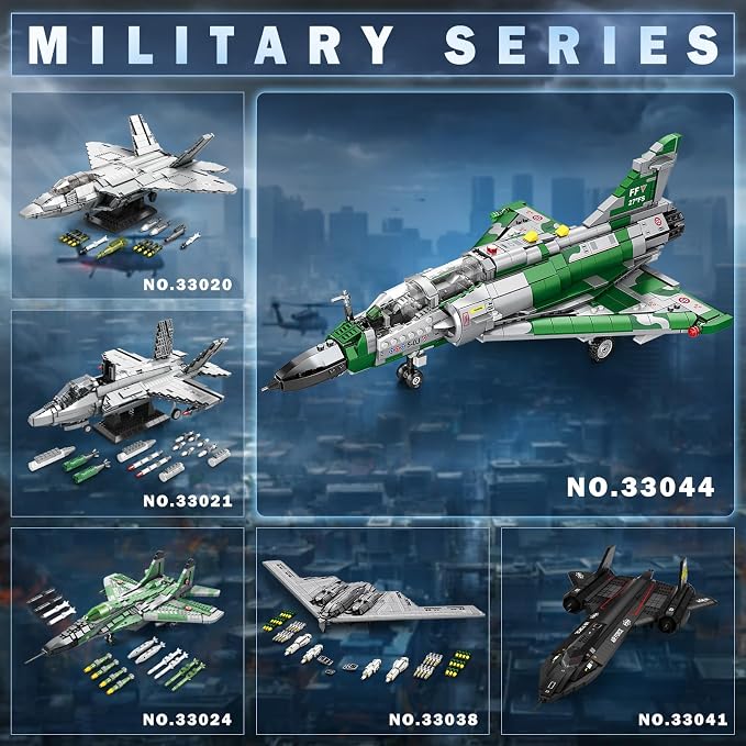 Reobrix Mirage 2000 Fighter Jet Building Kit for Adults and Teens, 1012 PCS Military Airplane Model Set, STEM Aircraft Toy with Openable Cockpit & Retractable Landing Gear, Display Collectible Gift