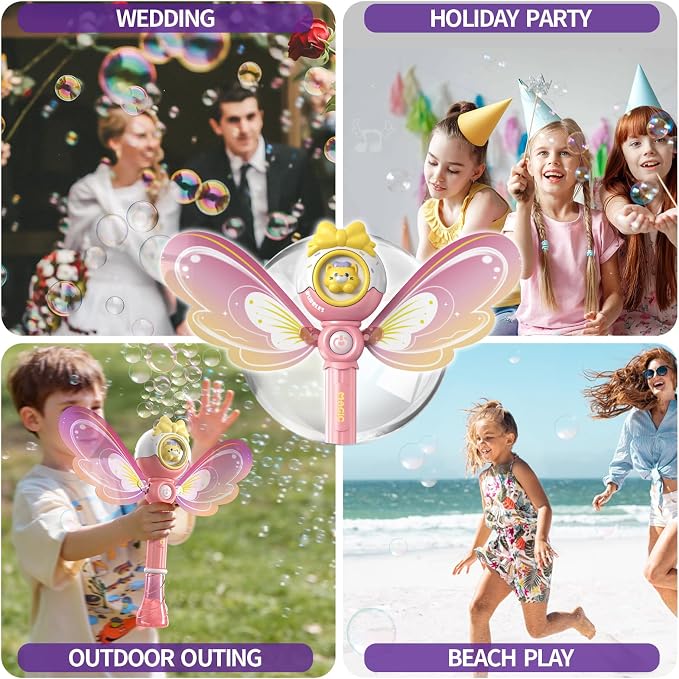 Princess Bubble Wands for Kids Girls - Bubble Machine LED Light Automatic Bubble Toys, Girl Stuff Outdoor Party Toys for Toddlers, Birthday Gift for 3 4 5 6 7 8 Year Old Girls