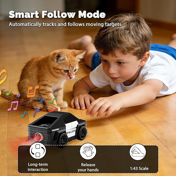 Remote Control Car Cyber-Inspired Rc Cars Toys with Drift Spray Lights Sound Automatic Follow 2.4GHz Rc Truck Toys for 3+ Boys Pet
