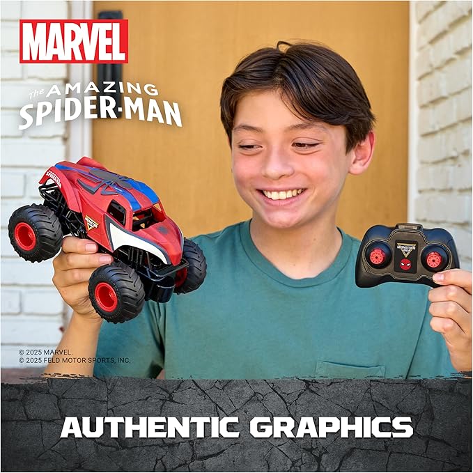 Monster Jam, Marvel The Amazing Spider-Man RC Monster Truck, 1:24 Scale, Kids Toys for Boys and Girls Ages 4 and up