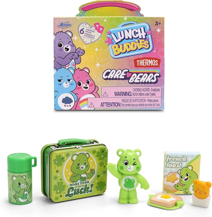 Jada Lunch Buddies – Collectible Mini Tin with Thermos, Figure & Food Accessories – 2-Inch Care Bears Toy – Care Bears & Friends – for Kids Ages 5+ (One Piece, Styles May Vary)