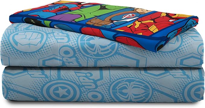 Jay Franco Marvel Super Hero Adventures Hero Together 4 Piece Twin Bed Set - Includes Comforter & Sheet Set Bedding Features The Avengers - Super Soft Fade Resistant Microfiber