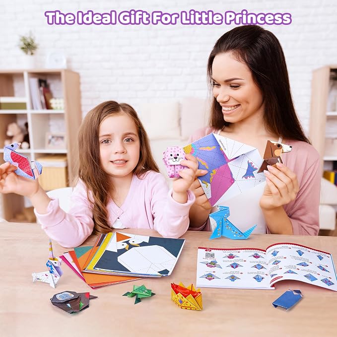 Gamenote Colorful Origami Kit for Kids 72 Projects 180 Double Sided Origami Paper 12 Sheets Practice Papers Instructional Origami Book Origami Gift for 4+ Girls Adult Beginners Training Craft, Unicorn