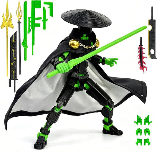 T13 Assembly Completed Action Figures,T-13 Action Figure, Robo 13 3D Printed Action Figure - The Ultimate Hero for Action-Packed Playtime,5.2 Inch, Black Green
