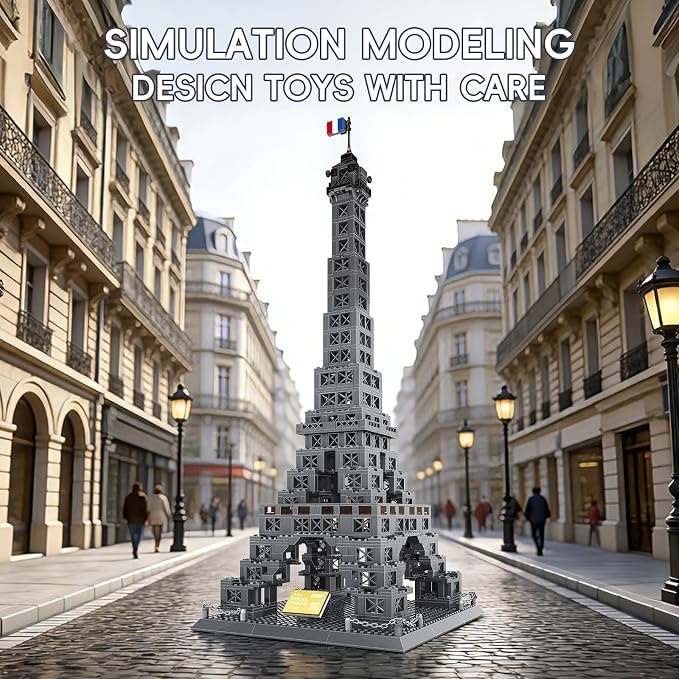 Eiffel Tower Building Set 976 Pieces Paris Architecture Model Kit with French Flag & Nameplate, Romantic France Landmark Souvenir Gift 3D Construction Puzzle for Adults & Teens