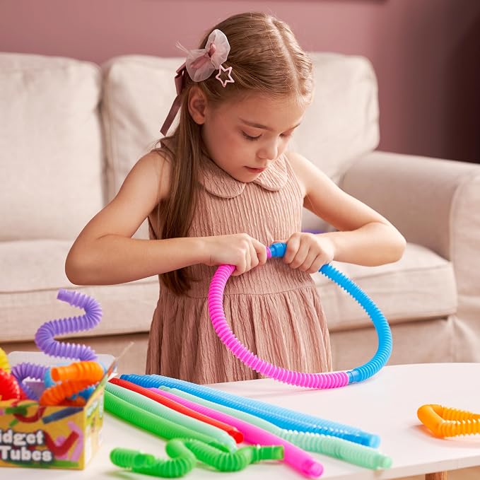 JOYIN 36 Pack Pop Tubes, Sensory Toys (Small) Fidget Toys Party Favors - 9 Colors, Creativity Learning & Fun for Kids - Perfect for Prizes Goodie Bags, Classroom School Reward