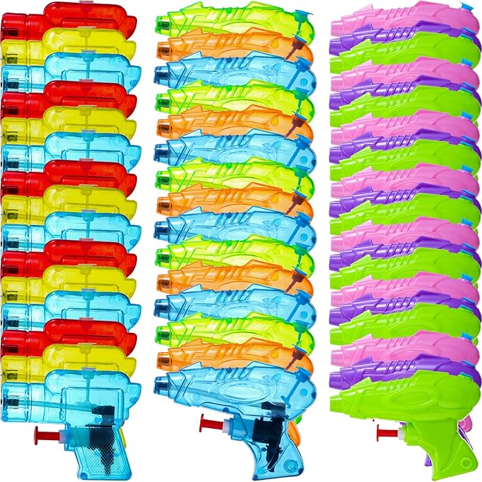 Threan 100 Pack Water Gun for Kids Mini Water Gun Toy Colors Plastic Squirt Pistol Small Fun for Adults Teens Summer Pool Beach Party Favor Outdoor Game Bath Birthday(Cool)