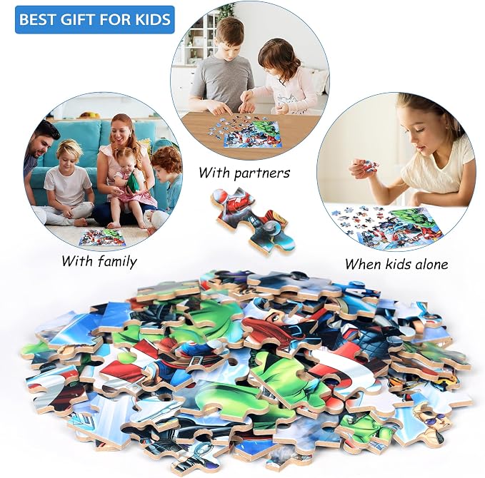 100 Pieces Puzzles for Kids Ages 4-8,Cool Jigsaw Puzzles for Kids in a Metal Box,Kid Boys Girls Children Learning Educational Puzzles Portable Box Pack Toys