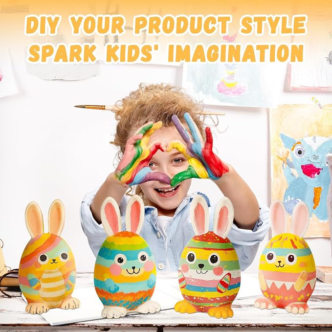 Paint Your Own Bunny Lamp Kit, Art Supplies Arts & Crafts Kit for Kids Age 4-8, Unique Easter Rabbit Egg Gift, Creativity Painting Kit Toy for Girl Boy Birthday Gift Ages 3 4 5 6 7 8 9 10 11 12+