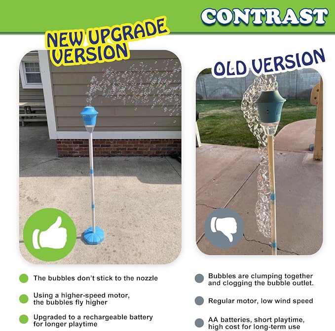 Bubble Stand Machine, Outdoor Tall Bubble Maker,47 Inches | Stand Up Automatic, For Kids, Outdoor Tall Bubble Maker, With Lights, Rechargeable