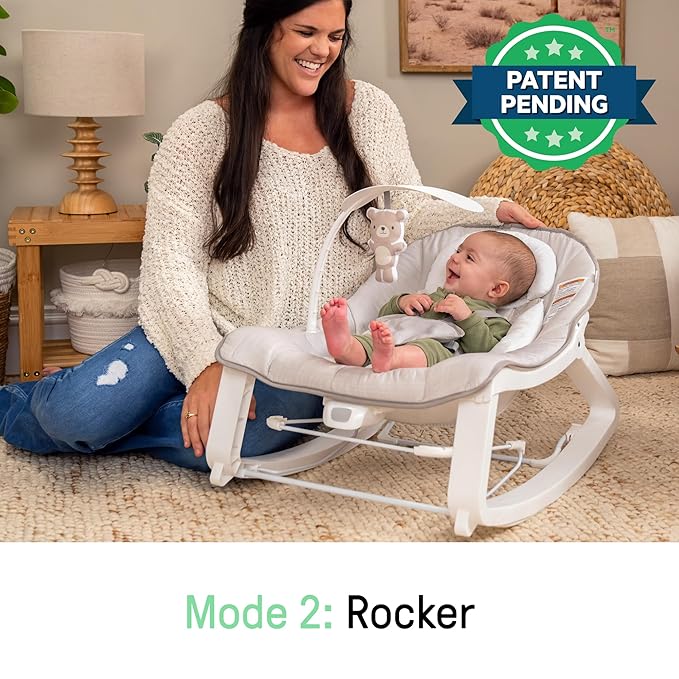 Ingenuity Keep Cozy 3-in-1 Grow with Me Vibrating Baby Bouncer Seat & Infant to Toddler Rocker, 0-30 Months Up to 40 lbs (Linden)