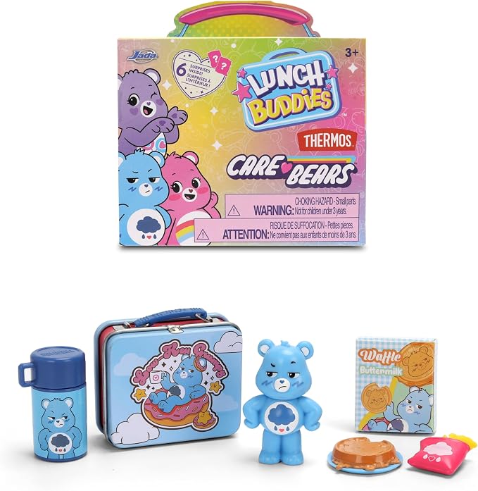 Jada Lunch Buddies – Collectible Mini Tin with Thermos, Figure & Food Accessories – 2-Inch Care Bears Toy – Care Bears & Friends – for Kids Ages 5+ (One Piece, Styles May Vary)