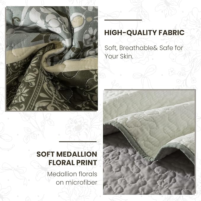 NEWLAKE Quilt Set King Size, Bedspread Sets Brown Beige Stripes, Reversible Quilt Bedding Set Lightweight and Breathable for All Seasons, Soft Quilted Bedspread with 2 Pillow Shams