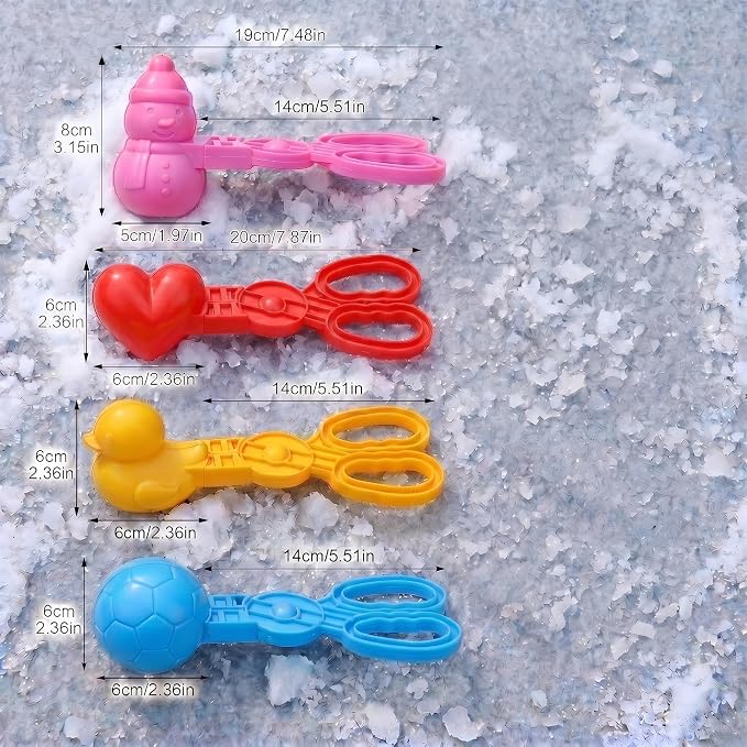 4 Pcs Sand Molds Maker, Beach Toy for Kids, Duck/Ball/Snowman/Heart Shapes, Sandbox Outdoor Play Sand Toys, Gifts(Yellow/Blue/Pink/Red)