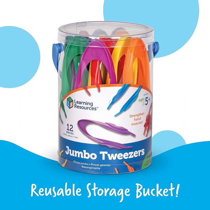 Learning Resources Jumbo Tweezers - Sensory Bin Tools , Water Table Toys, Montessori Grabber Tool, School and Teacher Supplies, Toddler Activities, Fine Motor, Daycare Essentials