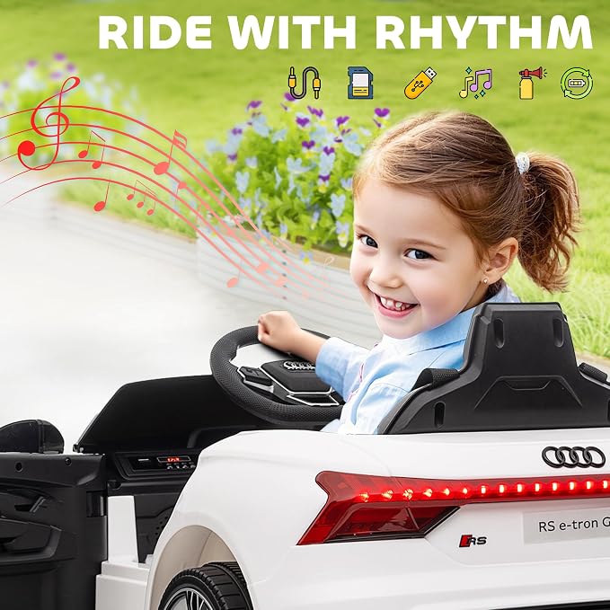 Aosom Licensed Audi RS e-tron GT 12V Ride On Car Truck for Kids, Electric Car Ride On Vehicle w/Parent Remote Control, Music, Lights, for Toddlers, White