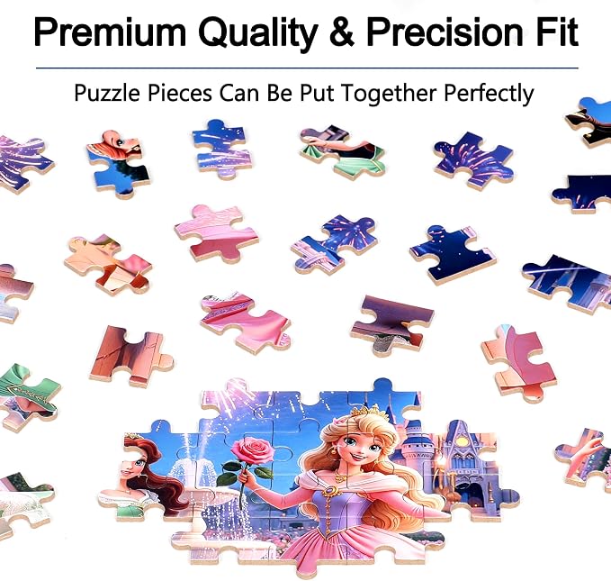 MZZOTOY Princess Puzzle for Kids Ages 4-8, 100 Pieces Jigsaw Puzzles for Kids Ages 3-5， Learning Educational Puzzles Toys Great Gift for Boys Girls in a Metal Box