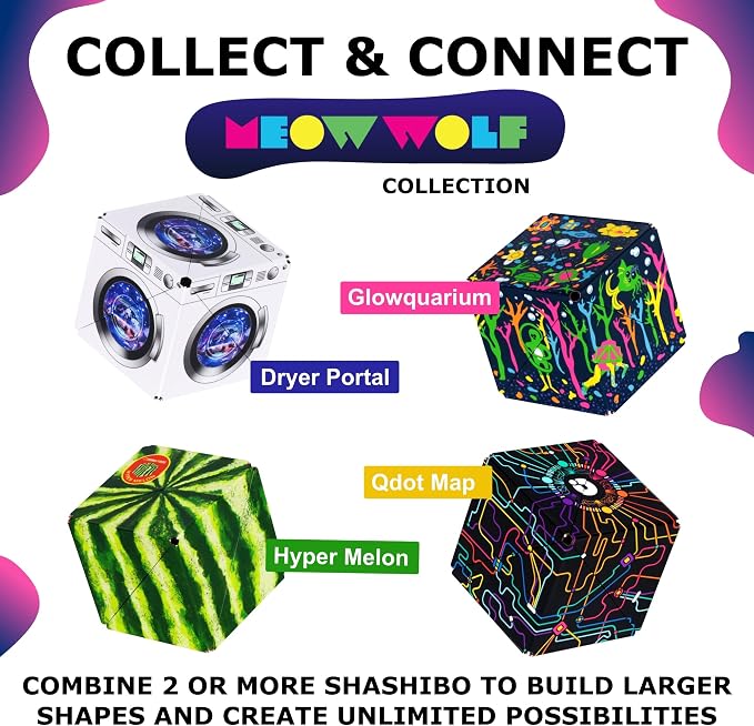Shashibo Sensory Fidget Toy for Adults & Kids, Stress Relief Fidget Toy for Adults, Teens & Kids, Cool Fidget Toys for Desk, Classroom Must Have, Sensory Shape Shifting Cube, 100+ Possible Shapes
