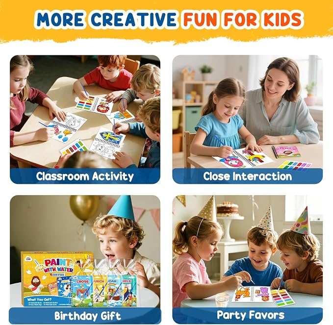 ZMLM 24 Water Coloring Books for Kids Party Favors - Bulk Mini Coloring Books for Kids Ages 4-8,Small Birthday Goodie Bag Stuffers School Teacher Return Gift Art Crafts Classroom Prizes (Christian)