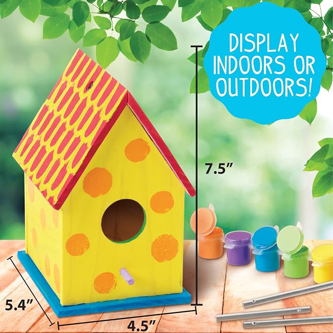 Made By Me Build & Paint Your Own Wooden Toys, DIY Wood Craft Kit, Easy to Assemble, Birdhouse
