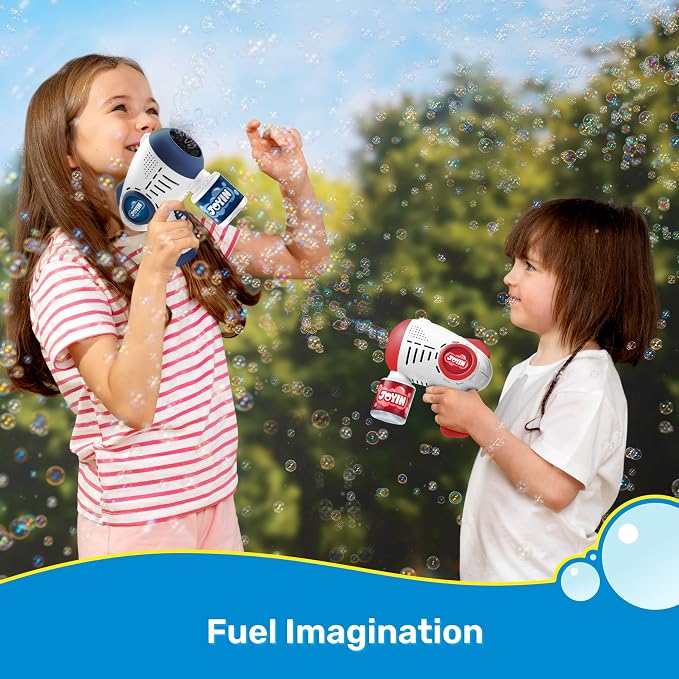 JOYIN 2 Kids Bubble Guns with 4 Bottles Solution, Automatic Bubble Machine Gun with 8 Holes for Kids, Adults, Summer Toys, Easter Basket Stuffers, Birthday Gift, Party Favors-Blue,Red
