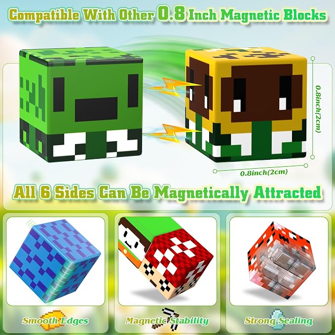 150PCS Magnetic Blocks, Magnetic Building Blocks, Magnet Blocks Cubes, STEM Educational Stacking Magnet Toy for Kids Ages 3 4 5 6 7 8 9 10 11 12, Birthday Gifts for Boys, Girls - Forest World