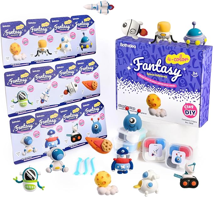 Both idea Air Dry Clay Kit, Space Theme | 12 Packs, Non-Toxic Kids Gift | School & Party: Perfect for classroom art activities, birthday party favors, creative family DIY, and holiday celebrations.