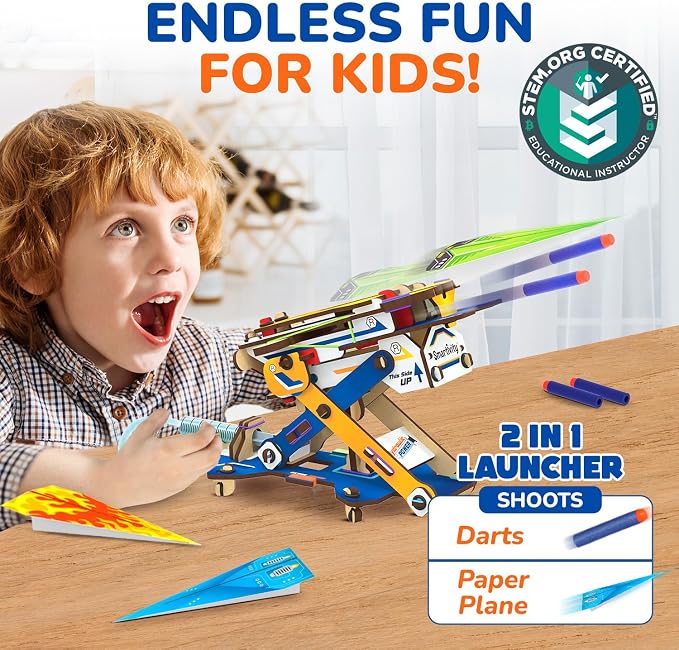 Smartivity DIY 2in1 Hydraulic Paper Airplanes & Darts Launcher STEM Toy for Kids Ages 6-14 Years I Birthday Gifts for Smart Kids | Science Kit for Boys & Girls 6, 8,10,12,14 Years Old
