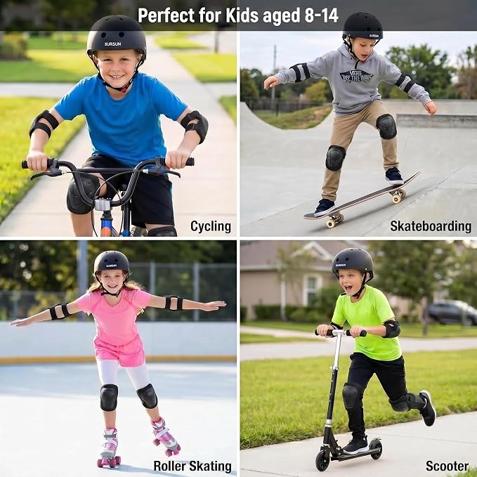 Kids Bike Helmet Adjustable Toddler Bike Helmets for Kids 2-5-8/8-14 Years with Knee Elbow Wrist Pads for GirlsBoys Youth Skateboard Bicycle Helmet for Scooter Roller Skating Balance Bike