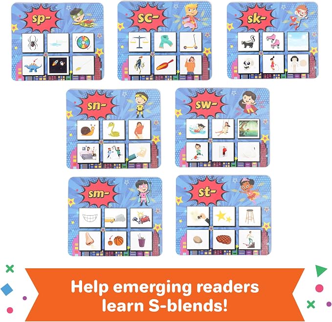 Super Blends Phonics Reading Game for Kids Ages 6-8 | 22 Blends, Digraphs & CVC Words | Kindergarten & 1st Grade Reading Board Game | Learn to Read & Spelling Game