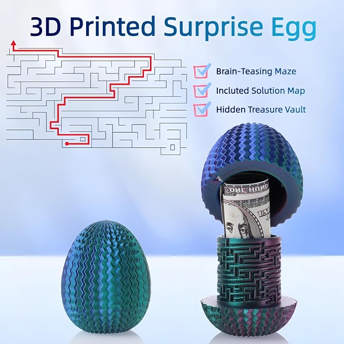 Maze Egg Money Puzzle Box for Kids & Adults, 4 Logic Challenge Brain Teaser Sensory Toy, Hidden Compartment Cash Gift Holder, Birthday Graduation Gifts for Teens, Road Trip Travel Game
